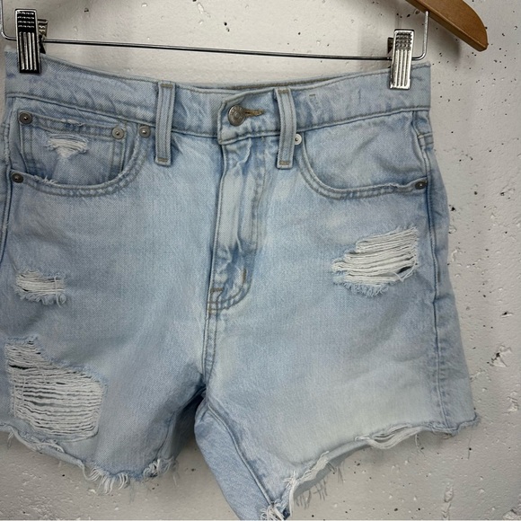 Madewell size 24 Relaxed Mid-Length Denim Shorts Distressed Arnham Wash - Picture 4 of 13